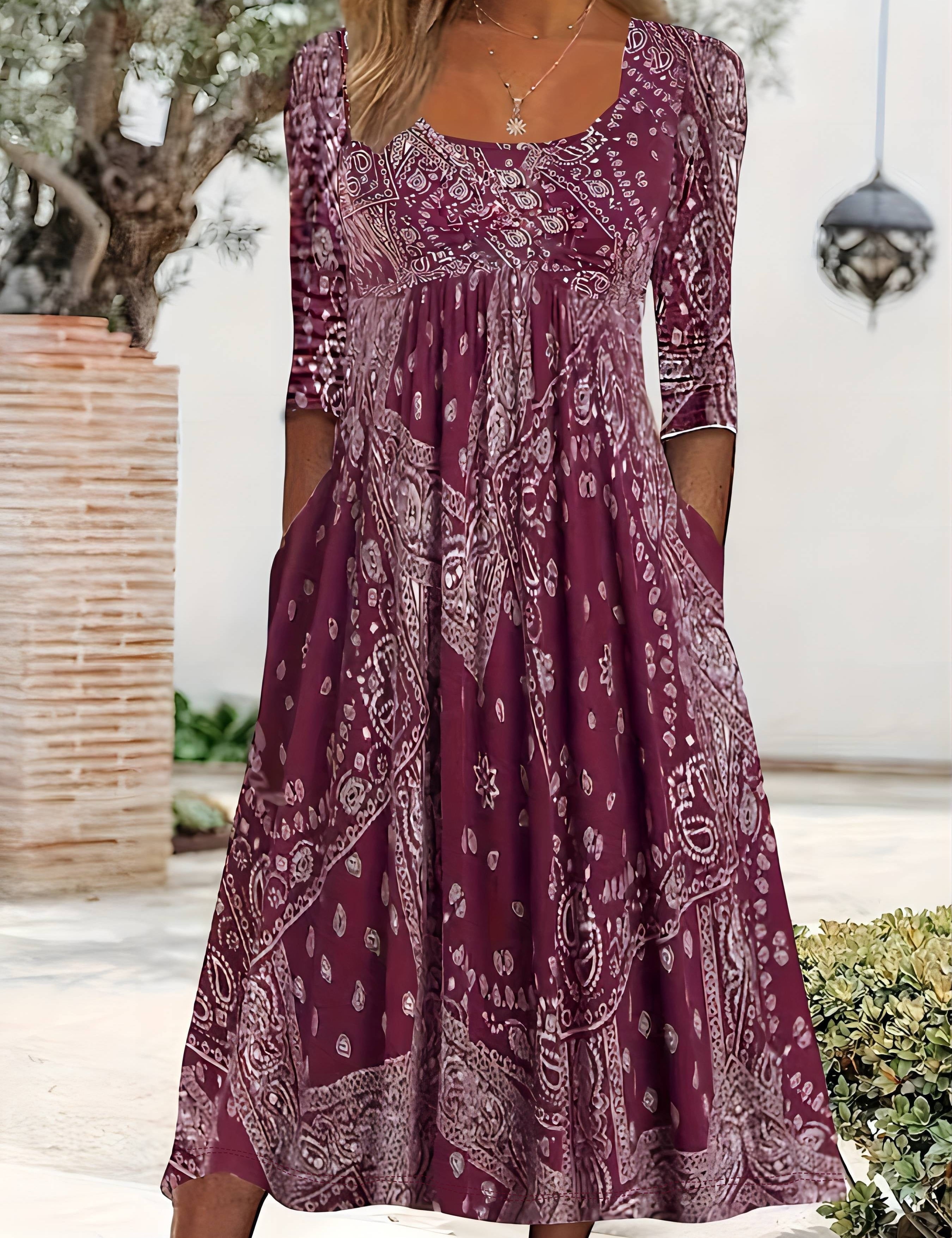 ELOWEN | ROBE MIDI À MANCHES LONGUES CASUAL